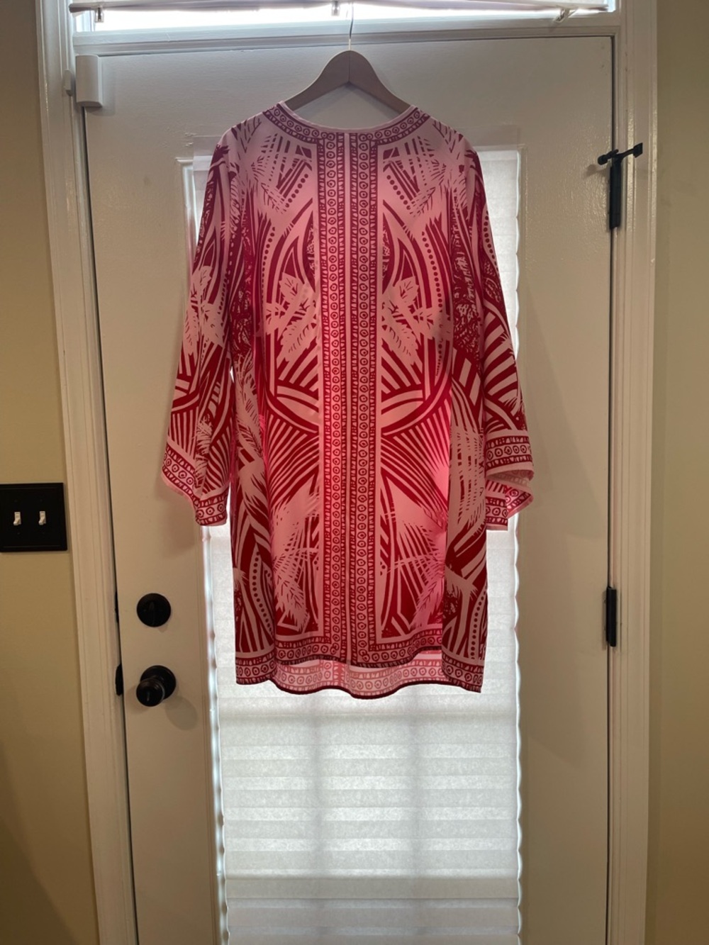 Women’s Red & Pink Printed Swim Coverup Tunic. Fits Like A 3X.. - Picture 2 of 7